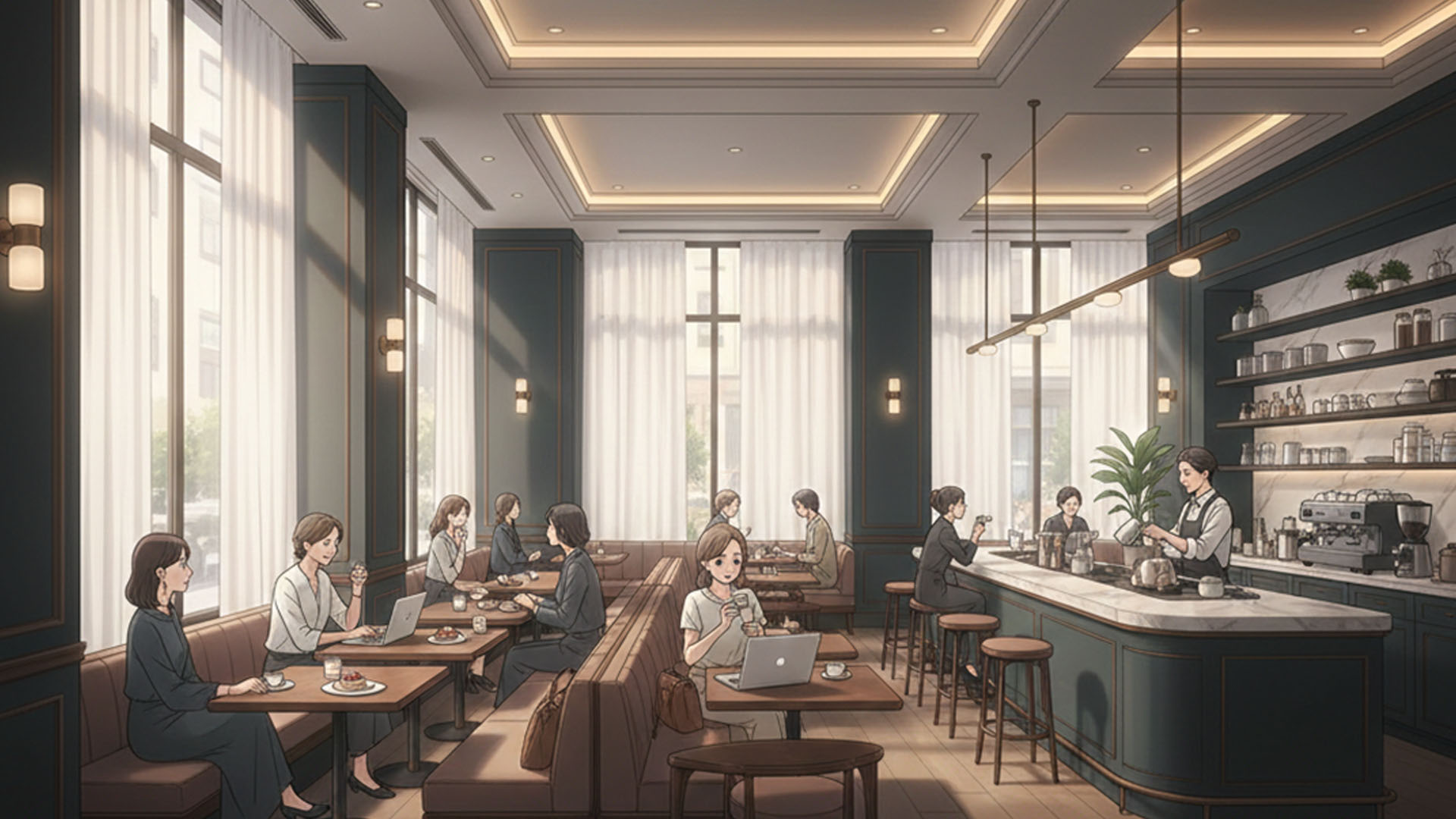 คาเฟ่ร้านนี้ดังเรื่องแพนเค้กมากเลยนะคะ! แต่เราเพิ่งกินเครปมา... สั่งแพนเค้กจานเดียวแล้วแบ่งกันกินดีไหมคะ?