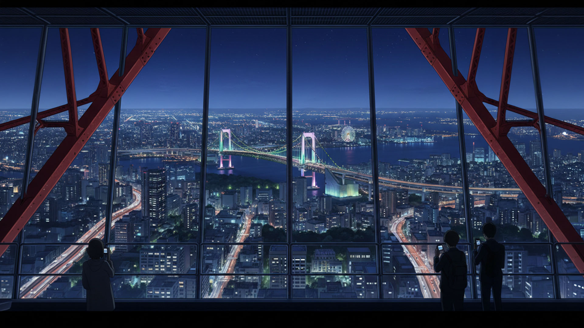 พอขึ้นลิฟต์มาถึงจุดชมวิว ภาพตรงหน้าก็ทำเอาฉันแทบหยุดหายใจ ทะเลดาวบนดินของโตเกียวสวยงามมากจริงๆ